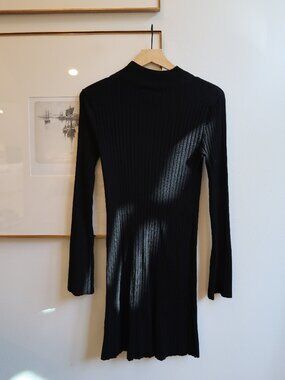 Halogen Mock Neck Ribbed Sweater Dress